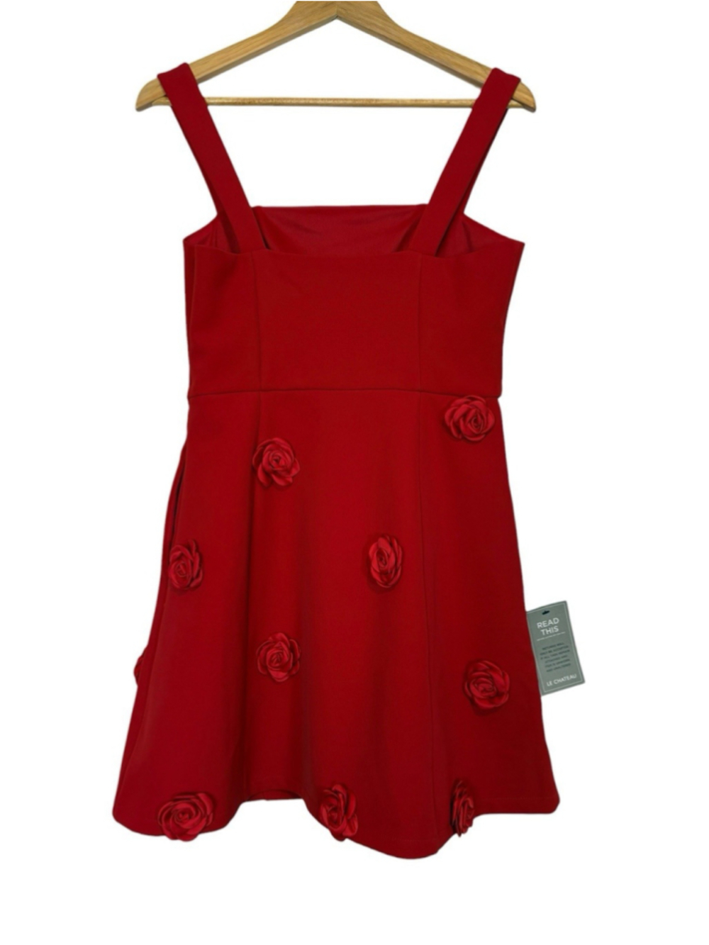 Le Château Red Rosette Floral Appliqué A-Line Cocktail Mini Dress S NWT - Picture 5 of 11